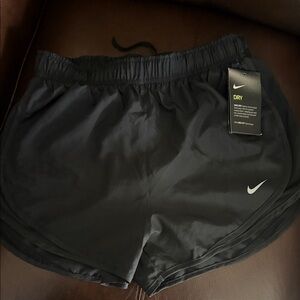 Nike Women's Black Athletic Running Shorts with White Swoosh